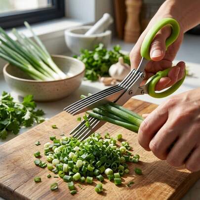 1 Pc Heavy-Duty Kitchen Scissors, 5-Layer Chive Cutter, Vegetable Shredding Scissors For Kelp And Daily Use