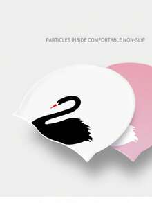 1 pieza Gorro de natación de silicona con estampado de cisne de dibujos animados, talla grande, alta elasticidad, protección de oídos, adecuado para cabello largo, gorro de natación impermeable para mujeres - Blanco - Ver 7