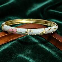 Pulsera de mujer con patrón floral colorido, versátil y casual para uso diario (patrón aleatorio) - Amarillo Oro - Ver 19