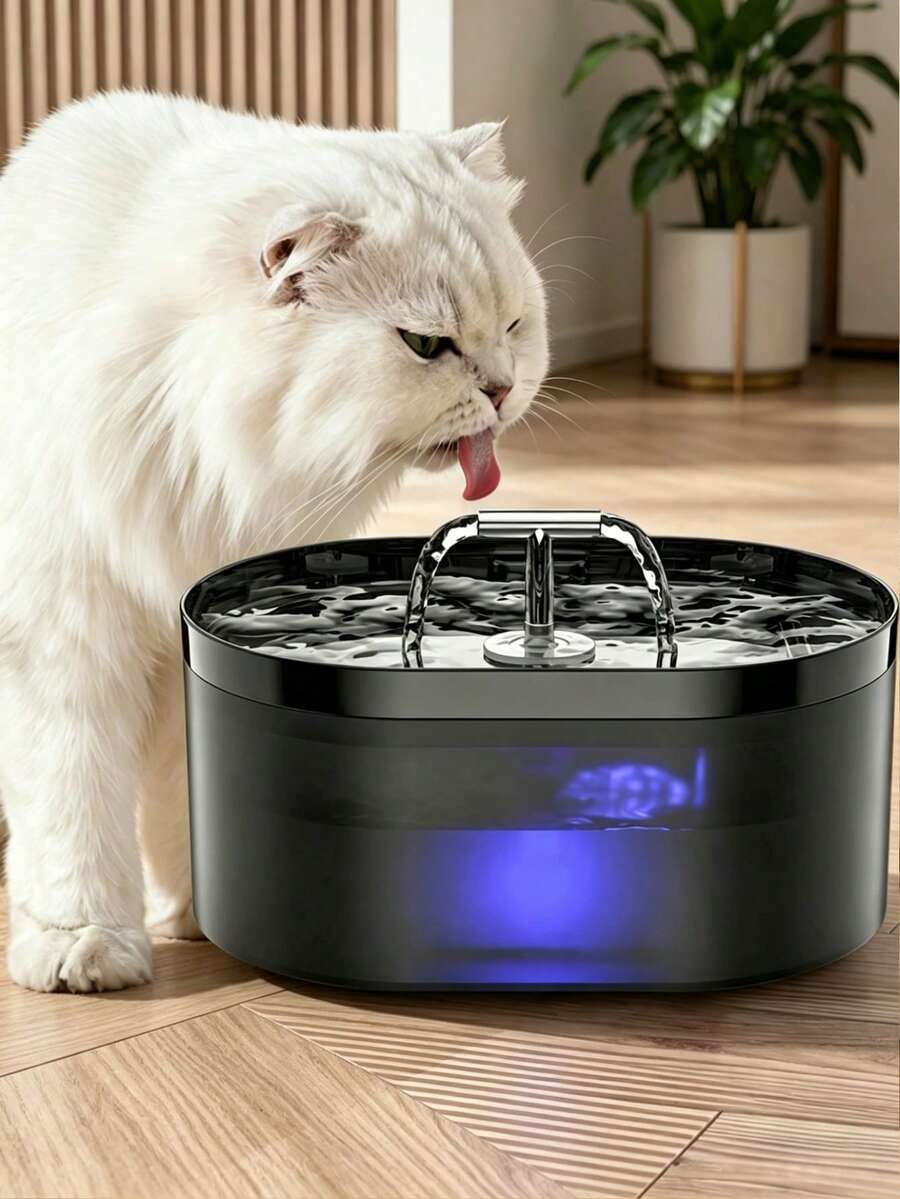 2.2L/74oz Pet Water Fountain | Quiet Cat Dog Water Dispenser With LED Light And Multi-Layer Filter, T-Shape Water Flow, Automatic Pet Water Feeder, USB Powered