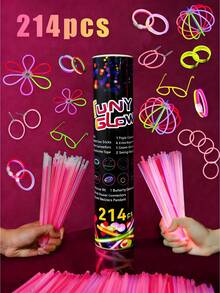 25/50/100pcs, 8-Inch Pink Glow Sticks Set, High Quality Super Bright Glow Sticks, Long-Lasting Luminous, DIY Bracelets, Necklaces, Colorful Party Glow Sticks, Suitable For Parties, Gatherings, Bride & Groom Decor, Glow Party Supplies, Luminous, Gift Recommendation, New Year Gift, Christmas Decor, Home Christmas Gift - Pink - View 9