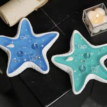 贝壳、海星、贝壳花盆模具、多肉花盆装饰、储物罐、石膏、水泥、蜡烛、硅胶模具（用于 DIY 海洋主题工艺品）、波浪托盘模具 - 海星 - 查看 5