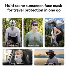 ROCKBROS 1pc Summer Ice Silk Cooling Face Mask, Breathable Sweat-Absorbent Sun Protection Neck Gaiter, Outdoor Cycling Full Face & Neck Coverage For Summer - Dark Grey - View 10