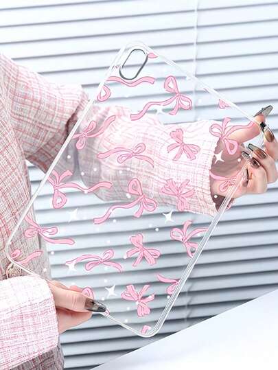 Ốp máy tính bảng trong suốt, thời trang & dễ thương, họa tiết nơ hồng tối giản, bán chạy nhất, dẻo, chống trượt, chống sốc, nhẹ và bền, phù hợp với iPad 9.7 inch, cũng vừa với iPad Pro 11 inch (2018/2020/2021), M4/M2, Air 1/2/3/4/5, 10.2/10.5 inch, Mini 1/2/3/4/5/6