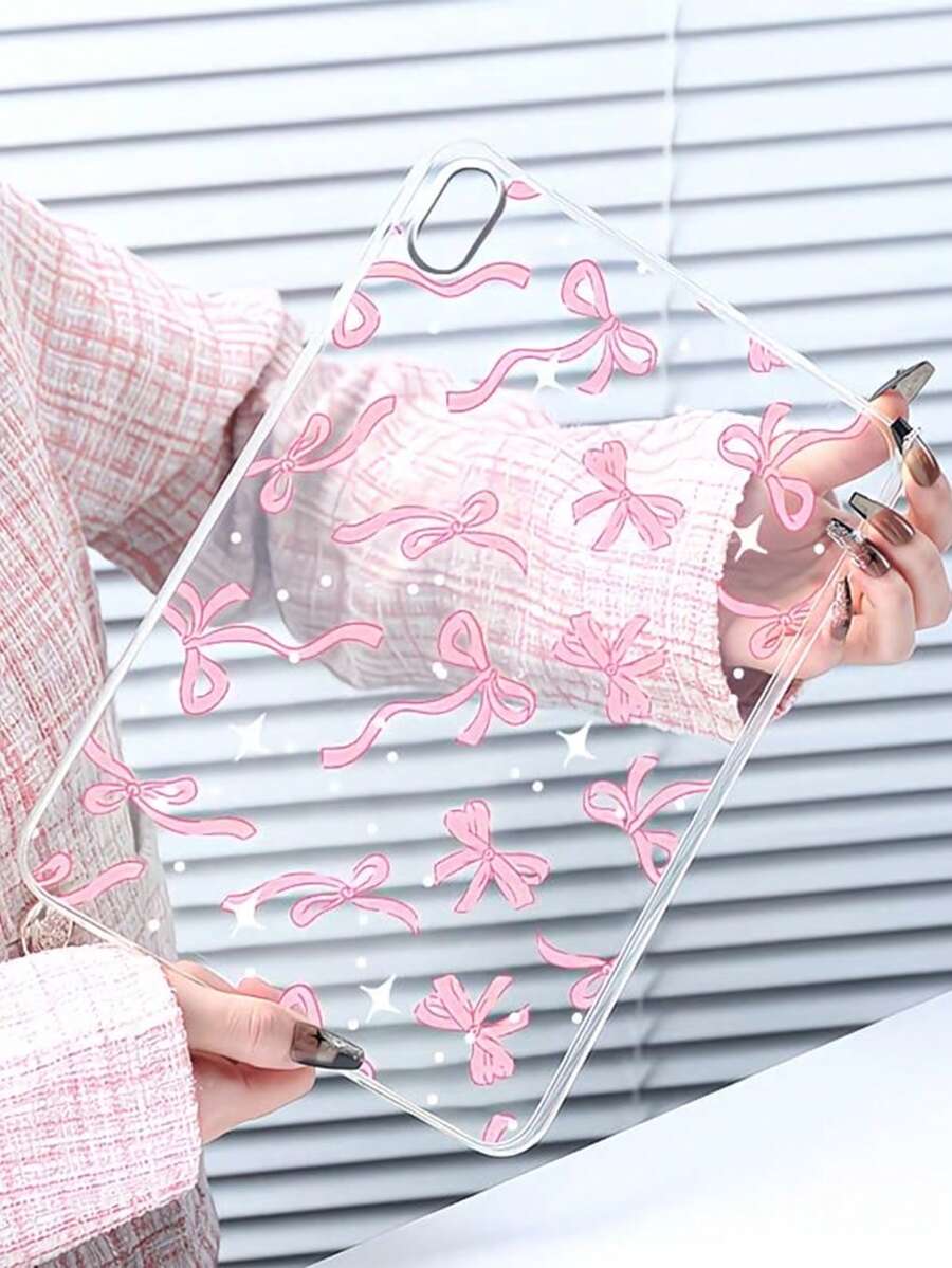 Ốp máy tính bảng trong suốt, thời trang & dễ thương, họa tiết nơ hồng tối giản, bán chạy nhất, dẻo, chống trượt, chống sốc, nhẹ và bền, phù hợp với iPad 9.7 inch, cũng vừa với iPad Pro 11 inch (2018/2020/2021), M4/M2, Air 1/2/3/4/5, 10.2/10.5 inch, Mini 1/2/3/4/5/6 - Trong sáng - Xem 1