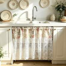1PC Korean-Style Fresh Lace Skirt Sheer White Gauze Curtain; A Light And Airy White Lace Short Curtain For Small Windows,Door Curtains, Or Kitchen Window Valance - White - View 10