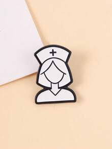 Insignia de solapa esmaltada de enfermera profesional simple, insignia conmemorativa del personal médico, pin de solapa elegante para enfermeras, regalo perfecto para trabajadores de la salud - Blanco - Ver 8