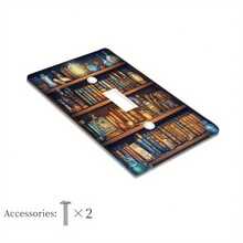 1pc Bookshelf Wall Plate | Light Switch And Outlet Cover, No Electricity Or Battery Required, Standard Installation - Multicolor - View 12
