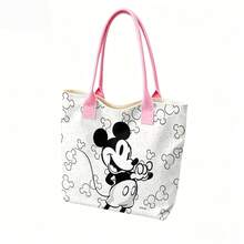 Túi tote Disney Mickey Mouse, túi đeo vai bằng vải canvas dung tích lớn, túi xách tay thông thường dùng cho công sở, trường học, mua sắm, du lịch, sử dụng hàng ngày và trang trí nhà cửa. - trắng - Xem 3