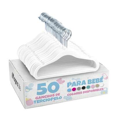MAGMA LIFE Velvety Hooks For Baby Clothes, 50 Hooks Of 29 Cm WHITE