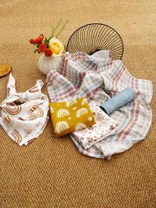 5 chiếc yếm ăn cho bé bằng vải muslin 60*60cm, khăn vuông đa năng, yếm thấm nước dãi cho bé. - Nhiều màu - Xem 3