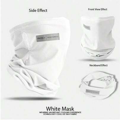 Set de 2 piezas de máscara facial y mangas para el brazo de seda de hielo para protección solar, cuello reflectante para ciclismo y pesca al aire libre con protección UV, mangas transpirables y de secado rápido