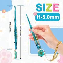 1/9件套独家新款树脂花卉图案透明多色钩针套装，猫爪造型舒适手柄，适用于DIY编织用品、毛衣、帽子和其他手工编织项目，送给妈妈、朋友的礼物 - 透明滴膠鉤針 - 查看 10