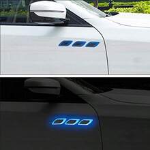 6Pcs 3D Strong Reflective Stre Sticker  Car Fender Ood Bumper Ig-Intensity Nig Sibility Reflective Decal Safety Warning  E Carbon Fir Universal  Car SUV Blue - Màu xanh da trời - Xem 1