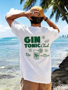 Men's Summer Fashion Versatile Ice Cube Lemon Print Crew Neck Short Sleeve T-Shirt - White - View 2