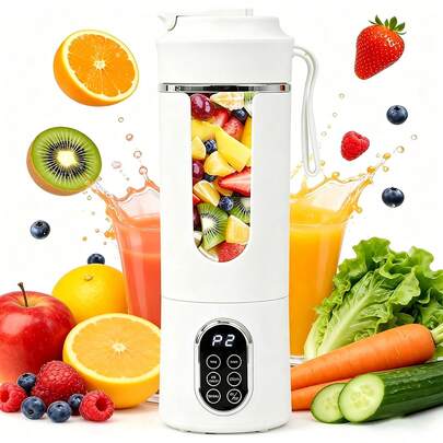 Portable Blender, 530ml Mini Electric Juicer For Making Milkshakes And Smoothies, Small Personal Portable USB Blender, Easy To Clean (White)