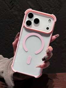 Four-Corner Thickened And Hardened Drop-Proof Case, Supports Magnetic Charging, Pink Phone Case, Compatible With IPhone 17 Pro Max/17 Pro/17/16 Pro Max/16/16 Pro/15/15 Pro/15 Pro Max/13/14 Pro Max/14 Pro/14 Pro Max. Hard Shell, Resistant To Yellowing. Acrylic Material. - Pink - Thickened Four Corners Upgraded Version - View 4