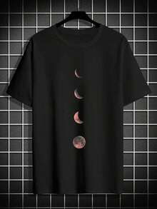 Camiseta de manga corta con cuello redondo y estampado de luna para hombre Manfinity Roughcore NHWO - Negro - Ver 4