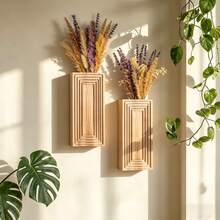 Chậu hoa treo tường bằng gỗ, cây giả trang trí trong nhà theo phong cách hiện đại Boho mộc mạc, thích hợp cho nhà ở, nhà bếp, phòng tắm, phòng khách, phòng ăn. - A - Xem 1