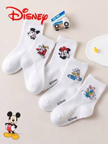 1/5/10 Pairs Disney Mickey Minnie White Socks, Cute Winter Children's Socks - Multicolor - View 3