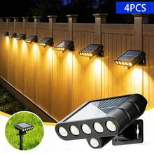 4-Pack, LED Auto-Sensor With 3 Modes And 120° Adjustable Angle, Outdoor Solar Light, IP44 Waterproof, Suitable For Courtyard,  Garden, Garage, Porch, Patio Lighting, Wall-Mounted, Night Light. - Multicolor - View 11
