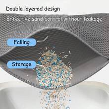 1pc Cat Litter Mat, Double-Layer EVA Material, Large Size, Anti-Splash & Leak, Washable Litter Trapping Mat, Suitable For Pet Cat Litter Box - Grey - View 8