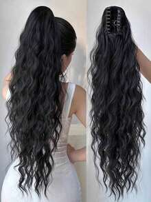 Trenza de cabello sintético ondulado y rizado de 26 pulgadas de largo, hecho de material de fibra resistente al calor, adecuado para uso diario de mujeres y niñas, en colores marrón y negro - Multicolor - Ver 22