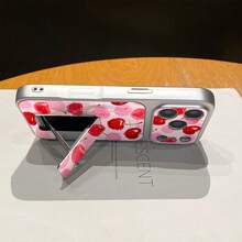 1pc Fashionable Silver Cherry Drop Pattern Phone Case, Anti-Fall, Full Coverage, Precise Cutouts, Minimalist & Stylish Design, Suitable For IPhone, Protective, Ideal Choice For Fashion Enthusiasts - Silver - View 7