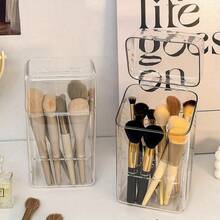 1pc Makeup Brush Holder With Lid, Dustproof Design Suitable For Eyebrow Pencils, Makeup Brushes, Hair Clips, Ideal For Vanity, Bathroom, Desk Storage, Brush Holder, Cosmetic Display - A - View 2