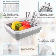 Collapsible Dish Drying Rack With Drain Plug Tube, Portable Dish Drainers For Kitchen Counter, Folding Dish Rack Over Sink Drying Dinnerware,Kitchen Sink Organizer Travel Trailer RV Camping Essentials,Gift - 附排水塞 - 查看 4