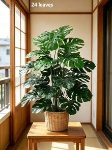 85/100cm 人造龜背竹仿生棕櫚植物，熱帶風情人造景觀植物，適合裝飾居家、庭院、辦公室、派對與婚禮，亦是情人節、生日、畢業及各種場合的完美禮物 - 彩色 - 查看 8