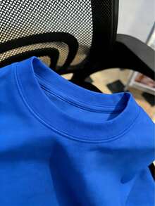 Top de manga corta sencillo, informal y bonito con estampado para niños, ideal para el verano. - Azul - Ver 4