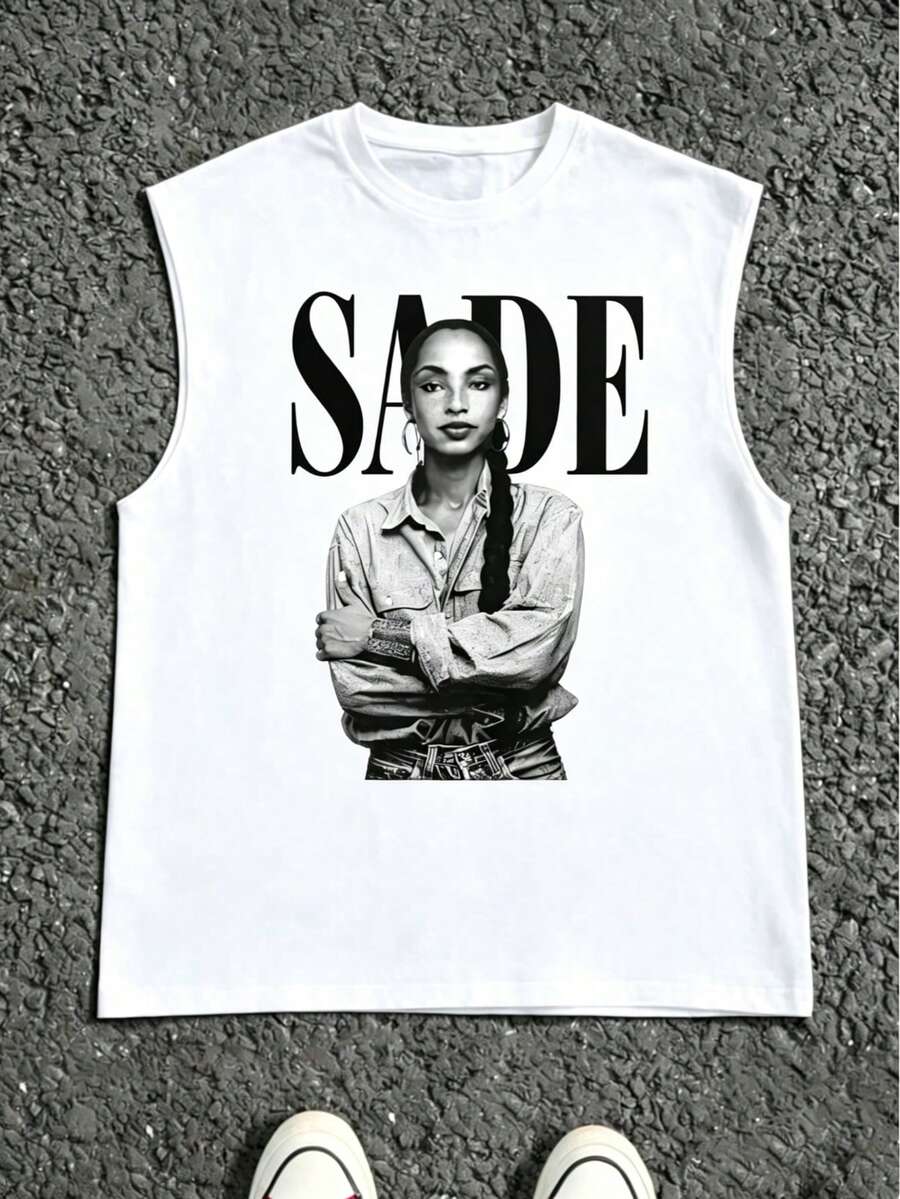 Women's Sleeveless Tops, Sade Vintage Graphic Tank Top, Summer Tops For Women, Party Tops - 白色 - 查看 1