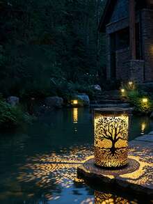 1pc Solar Garden Hanging Light, Outdoor Waterproof Solar Light, Metal LED Decoration, Suitable For Yard, Pathway, Fence, Sidewalk And Decorative Light For Halloween, Christmas, Thanksgiving Gift, Art Decor - Multicolor - View 2