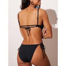 Women's Side Cutout Lace-Up One Piece Swimsuit, Scoop Neck Spaghetti Strap Monokini With Tie Side, High Cut Cheeky Bathing Suit, Tummy Control Swimwear For Summer Beach & Pool - 酒紅色2683-4 - 查看 4
