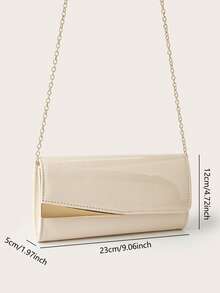 Tas Clutch Kulit Lacquer Warna Solid Mewah, Elegan, Indah, dan Bersahaja, Mudah Dibawa, Bahan PU yang Modis, Cocok untuk Wanita, Dapat Digunakan untuk Pernikahan, Pesta, Acara Dansa, Gala, dan Acara Lainnya. - Aprikot - View 8