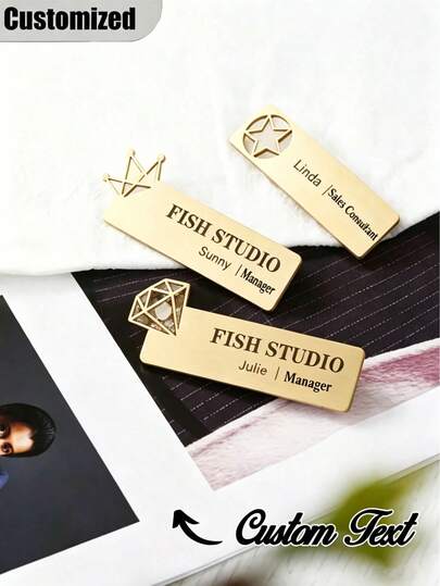 Customized Personalized Name Badge - Professional Diverse Colors And Styles - Stainless Steel Material - Universal Stainless Steel For Doctors, Educators, Stylists - Personalized Work Label Suitable For All, School Supplies, Back To School Season, School Gifts, Office, School, Classroom, Teacher Gifts, College, Coworkers, Dorm, Durable, Colorful, Cute, Fun, Apparel Accessories, Halloween, Boyfriend, Girlfriend, Family, Friends, New Year Party