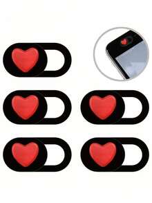 3/5pcs Red Heart-Shaped Camera Cover Slide, Waterproof Shockproof Scratch-Resistant Full Coverage For Phone And Computer Lens - Multicolor - View 8