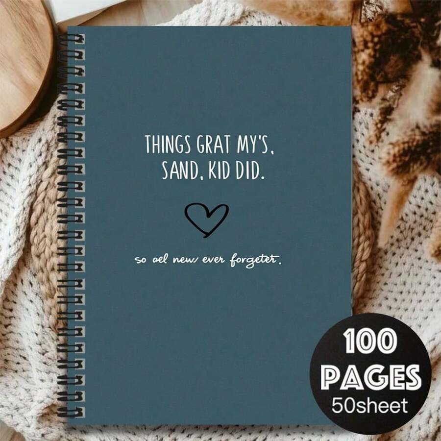 1 pieza Cuaderno espiral artístico minimalista, con portada que presenta un texto cálido y un patrón de corazón, que muestra calidez. 100 páginas de alta capacidad, adecuado para registros de trabajo, notas de estudio, planificación diaria. Un regalo pensativo para graduación, cumpleaños, también adecuado para llevar un diario, tomar notas, disfrutar del tiempo de escritura. - K - Ver 1