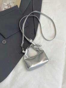Mini Handbag, Niche Pleated Underarm Bag, Sweet & Cool Style Crossbody Small Pouch - Silver - View 5