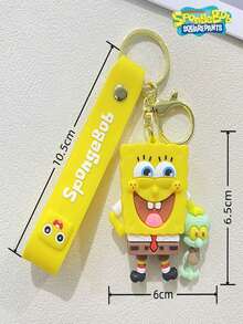 SpongeBob SquarePants 1个海绵宝宝卡通钥匙扣，可爱挂件，可挂在车钥匙、背包上，是节日和生日礼物的理想之选。 - 彩色 - 查看 3