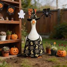 Porch Goose Halloween Outfit Witch Hat And Cape Set For 23 Inch Lawn Goose Statue Clothes Outdoor Yard Art Decoration - Black - View 1