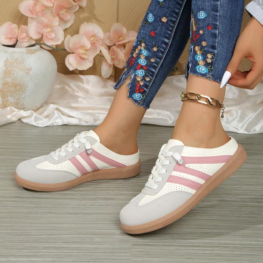 Women's Fashion Versatile New Sports Slippers, Suitable For Daily Wear, Lightweight Sports Style Slippers, Comfortable Fashion Design, Perfect For Casual Wear - Pink - View 1