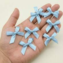 50pcs/Pack 4cm Satin Ribbon Bows, Multi-Color Options, Suitable For Gift Wrapping, Hairclip & Headpiece DIY, Ideal For Back To School And Valentine's Day - Dusty Blue - View 3