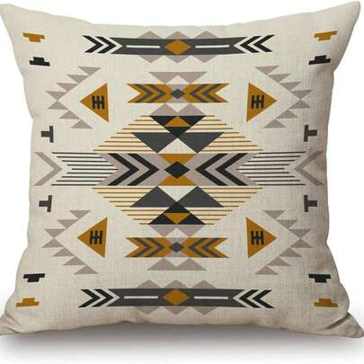 1 chiếc vỏ gối trang trí phong cách Tây Nam, họa tiết hình học Bohemian, dùng trang trí phòng khách, sofa.