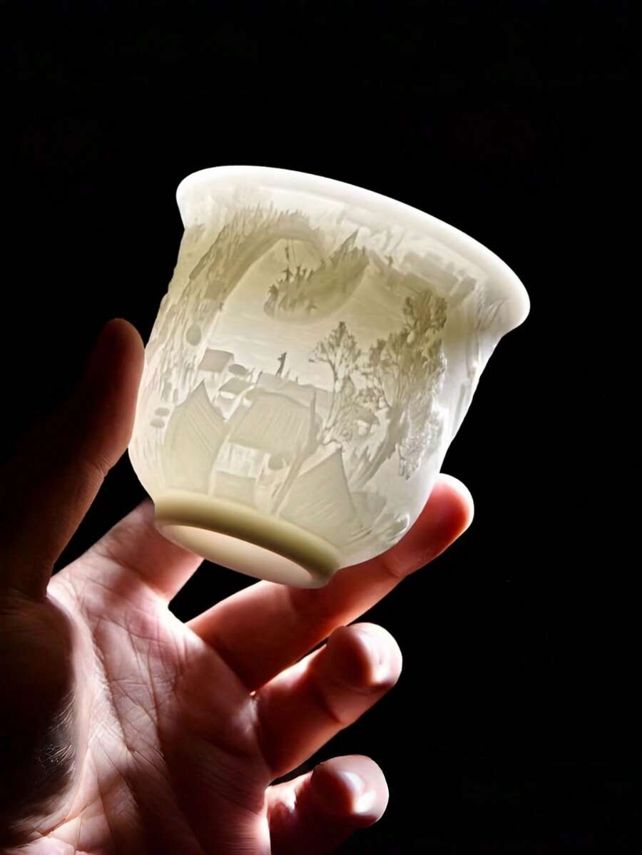 1個/2個/4個 手繪花卉釉下彩陶瓷茶杯,精美花卉主杯,品茶杯,功夫茶花瓣杯,居家養生茶杯,生日禮物,節日禮物,送給男朋友和女朋友的禮物 - 白色 - 查看 1