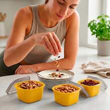 Set Of 3 PP5 280ml Plastic Containers For Microwave And Dishwasher - 黃色 - 查看 3