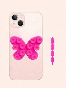 Soporte de teléfono con forma de mariposa de silicona, soporte autoadhesivo antideslizante de doble cara para selfies/videos, soporte de teléfono reutilizable adecuado para Apple/Android - Multicolor - Ver 17