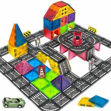 Magnetic Blocks Highway Set Magnet Building Blocks Magnetic 3D Blocks Construction Playboards, Creativity Beyond Imagination, Inspirational, Recreational, Educational Conventional(Suitable For Ages 3+) - 彩色 - 查看 8