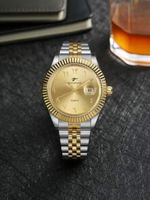 RICECGO Classic Men's Quartz Watch, Round Dial With Date Display, Suitable For Daily Wear, Ideal Birthday Gift And Choice For Business Professionals - Multicolor - View 15